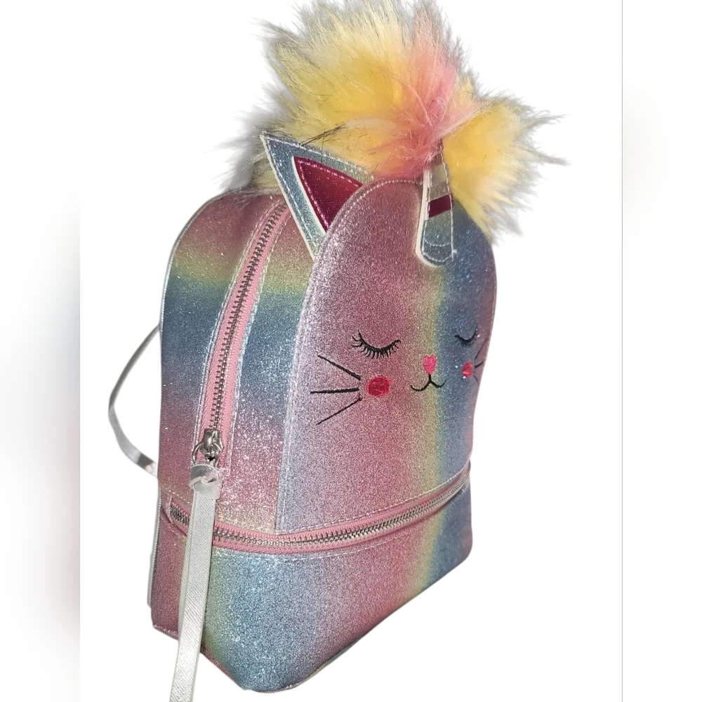Under One Sky Glittery Unicorn Pom Pom Backpack